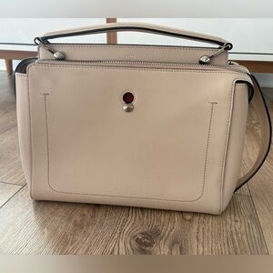 Fendi Beige Leather Satchel with Red Accent